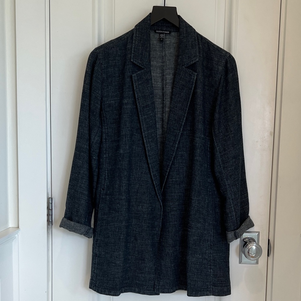 Eileen Fisher Navy Hemp/Cotton Blazer